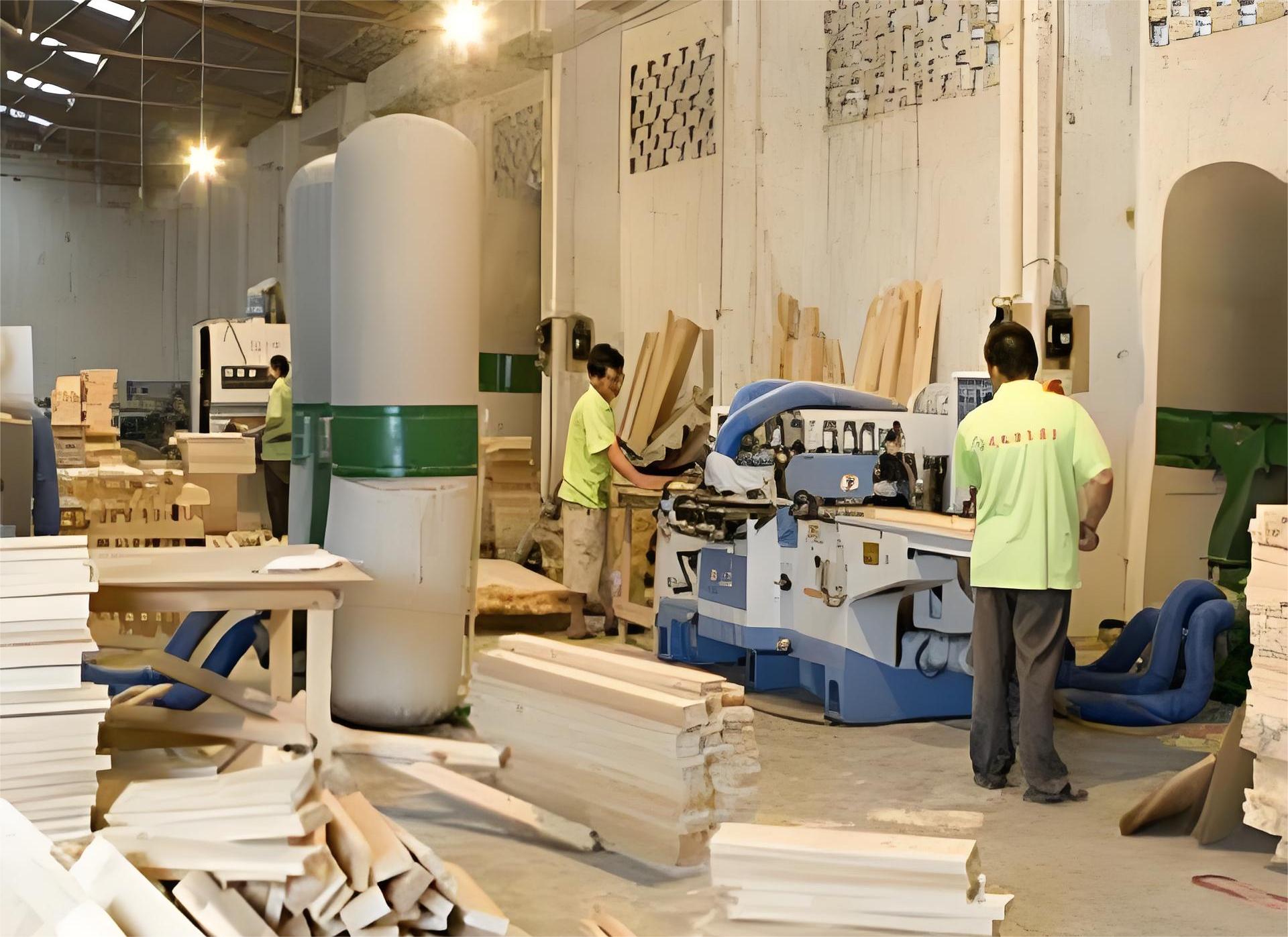 Furniture workshop is very dusty